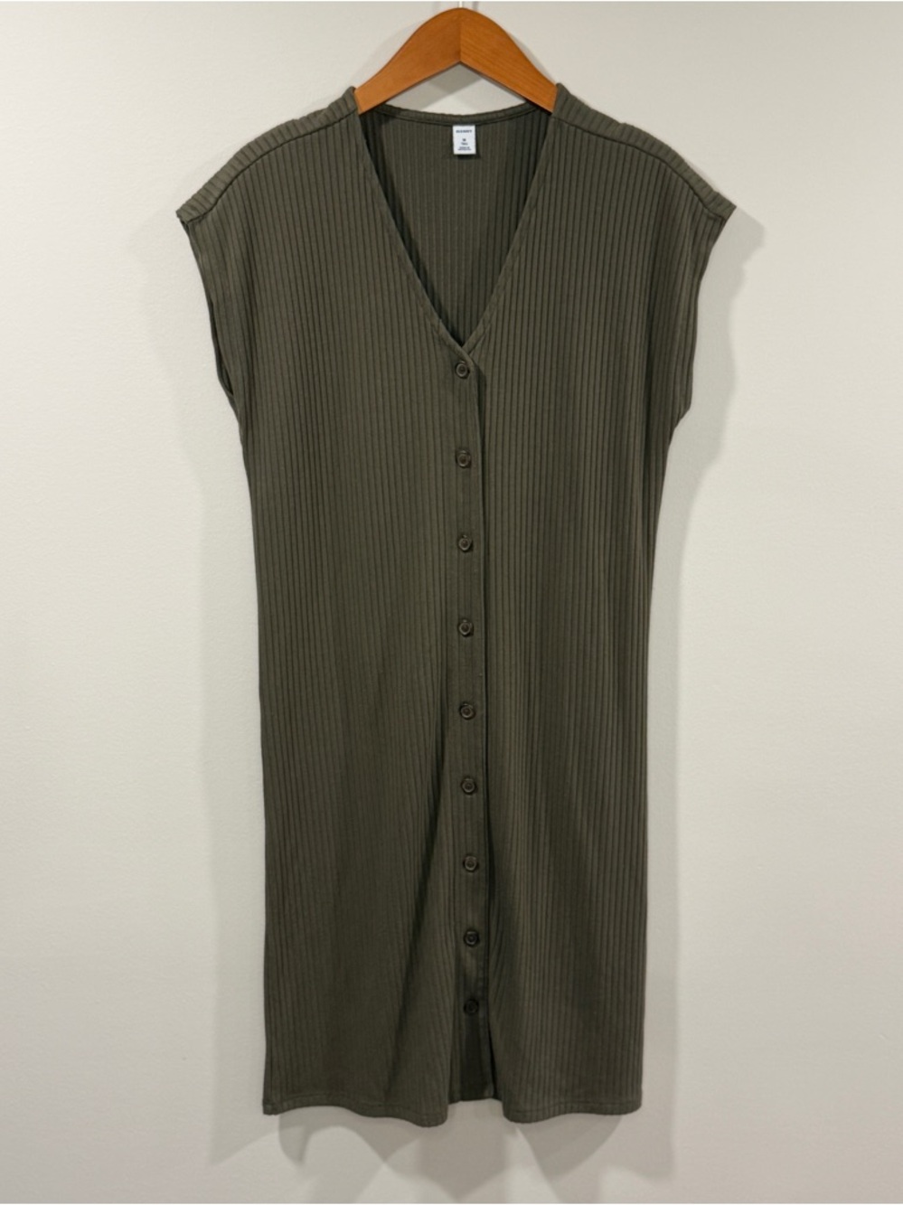 Old Navy Women’s Olive Ribbed Sleeveless Shift Tank Dress Size M Tall
